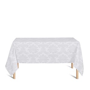 Toalha de Mesa Retangular em Tecido Jacquard 100% Poliéster Medalhão Branco