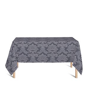 Toalha de Mesa Retangular em Tecido Jacquard 100% Poliéster Medalhão Cinza Chumbo