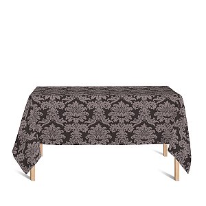 Toalha de Mesa Retangular em Tecido Jacquard 100% Poliéster Medalhão Marrom