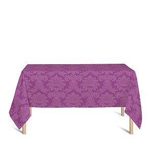 Toalha de Mesa Retangular em Tecido Jacquard 100% Poliéster Medalhão Pink