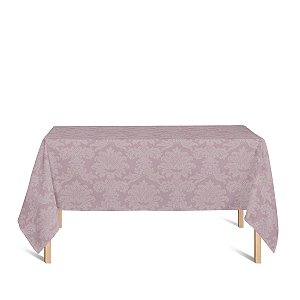 Toalha de Mesa Retangular em Tecido Jacquard 100% Poliéster Medalhão Rosa Envelhecido