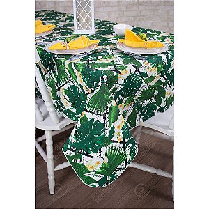 Toalha de Mesa Retangular em Tecido Impermeável Acqua Linea Amarelo Orquídeas