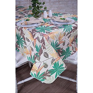 Toalha de Mesa Retangular em Tecido Impermeável Acqua Linea Art Flower Amarelo