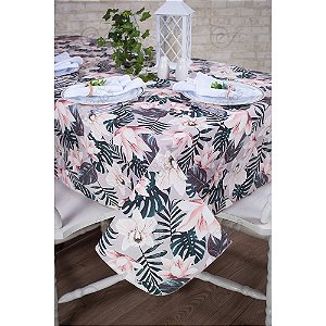Toalha de Mesa Retangular em Tecido Impermeável Acqua Linea Jasmin Rosa