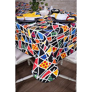 Toalha de Mesa Retangular em Tecido Impermeável Acqua Linea Romero Britto RB1
