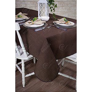 Toalha de Mesa Retangular em Tecido Impermeável Acqua Linea Sapucaia Marrom