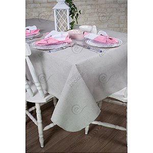 Toalha de Mesa Retangular em Tecido Impermeável Acqua Linea Sapucaia Cinza