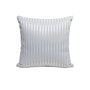 Capa para Almofada em Tecido Jacquard Tradicional Listrado Estreito Branco