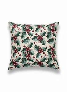 Capa para Almofada em Tecido Jacquard Lurex Natalino Cerejas