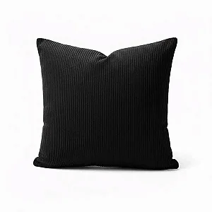 Capa para Almofada em Tecido Veludo Cotelê Preto