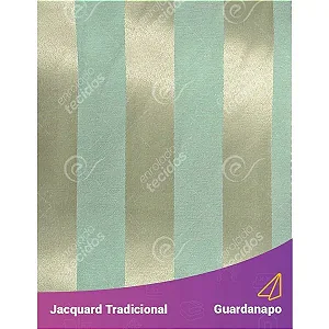 Guardanapo em Tecido Jacquard Dourado e Turquesa Listrado Tradicional