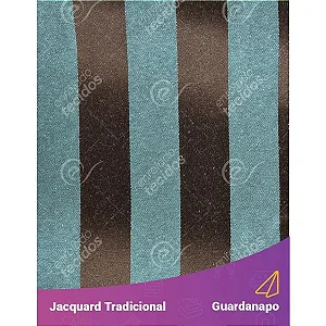 Guardanapo em Tecido Jacquard Marrom e Turquesa Listrado Tradicional