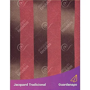 Guardanapo em Tecido Jacquard Marrom e Vermelho Listrado Tradicional