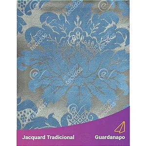 Guardanapo em Tecido Jacquard Azul e Dourado Medalhão Tradicional