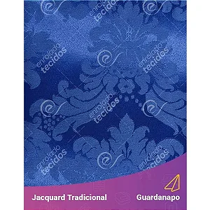 Guardanapo em Tecido Jacquard Azul Royal Medalhão Tradicional