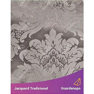 Guardanapo em Tecido Jacquard Cinza e Crú Medalhão Tradicional