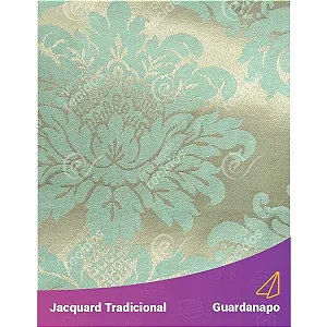 Guardanapo em Tecido Jacquard Dourado e Turquesa Medalhão Tradicional