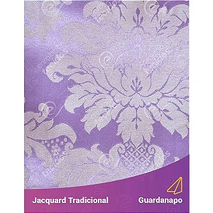 Guardanapo em Tecido Jacquard Lilás e Cru Medalhão Tradicional