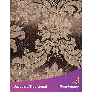 Guardanapo em Tecido Jacquard Marrom e Bege Medalhão Tradicional