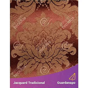 Guardanapo em Tecido Jacquard Marsala e Bege Medalhão Tradicional
