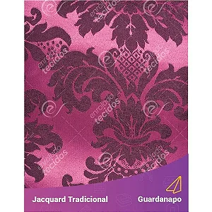 Guardanapo em Tecido Jacquard Pink e Preto Medalhão Tradicional