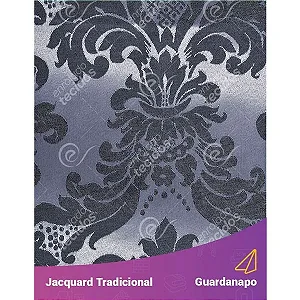 Guardanapo em Tecido Jacquard Preto Acinzentado e Prata Medalhão Tradicional