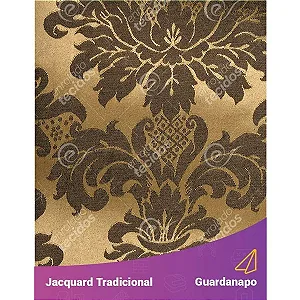 Guardanapo em Tecido Jacquard Preto e Dourado Medalhão Tradicional