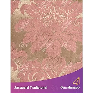 Guardanapo em Tecido Jacquard Rosa Envelhecido e Dourado Medalhão Tradicional