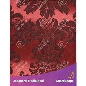 Guardanapo em Tecido Jacquard Vermelho e Preto Medalhão Tradicional