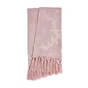 Manta Para Sofá Em Tecido Jacquard Rosa Envelhecido Medalhão