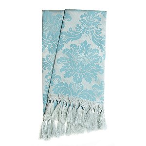 Manta Para Sofá Em Tecido Jacquard Azul E Prata Frozen Medalhão