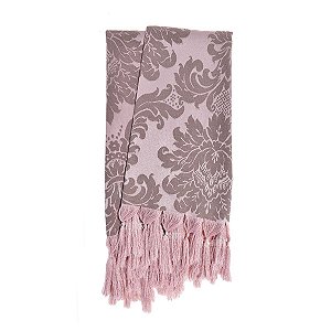 Manta Para Sofá Em Tecido Jacquard Rose E Marrom Medalhão