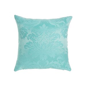 Capa Para Almofada Em Tecido Jacquard Azul Tiffany Medalhão