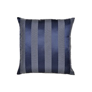 Capa Para Almofada Em Tecido Jacquard Azul Marinho E Cru Listrado