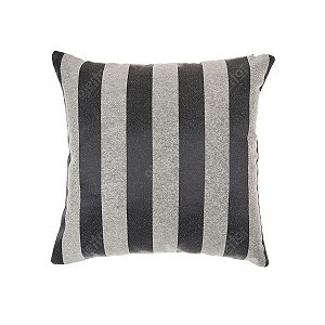 Capa Para Almofada Em Tecido Jacquard Preto E Cru Listrado