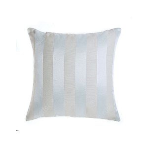 Capa Para Almofada Em Tecido Jacquard Bege E Prata Azulado Listrado
