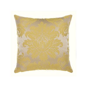 Capa Para Almofada Em Tecido Jacquard Amarelo Medalhão