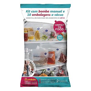 Kit 10 Sacos A Vácuo Compact Food + Bomba Manual