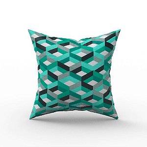 Capa De Almofada Em Tecido Impermeável Acqua Linea Geometric Esmeralda
