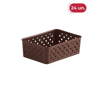 Cesto Organizador Rattan Marrom Pequeno - 24 Unidades