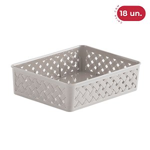 Cesto Organizador Rattan Creme Médio - 18 Unidades