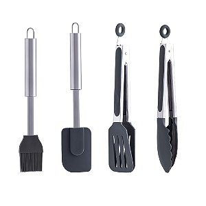 Kit Utensílios De Cozinha Cinza 4 Peças