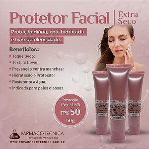 Protetor Solar Facial Extra-Seco 60g - RM Farmacotécnica®