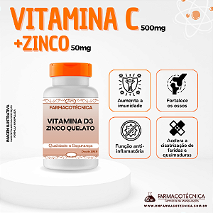 Vitamina C 500mg + Zinco Quelato 50mg - RM Farmacotécnica® (Cápsulas)