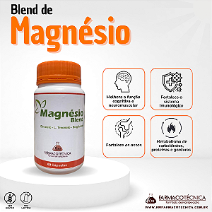 Blend de Magnésio 500mg - RM Farmacotécnica® (Cápsulas)