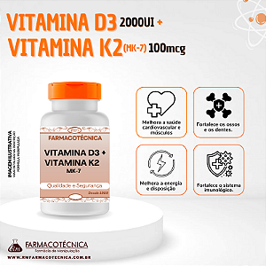 Vitamina D3 2000UI + Vitamina K2 (MK-7) 100mcg - RM Farmacotécnica® (Cápsulas)