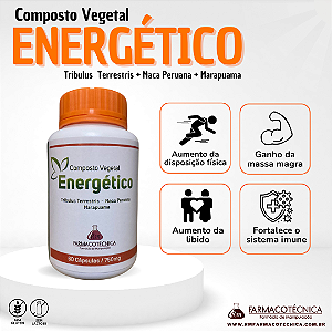 Composto vegetal Energético 60 Cápsulas - RM Farmacotécnica®