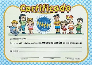 CERTIFICADO DE AMIGOS DE MISSÕES UFMBB