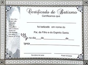 CERTIFICADO DE BATISMO PEQUENO CINZA COM PACTO