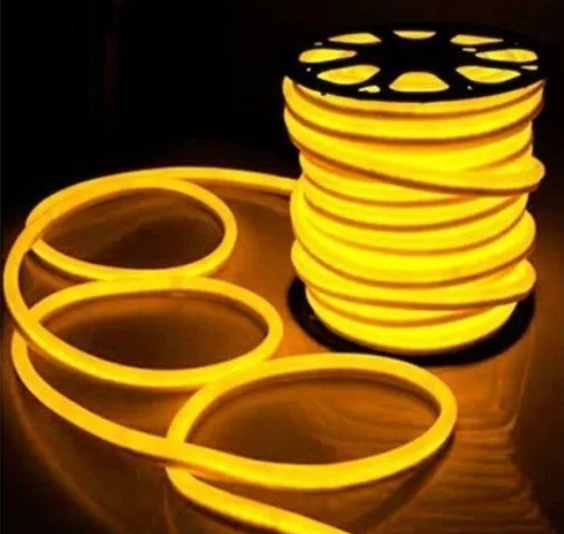 Mangueira Fita LED Neon Flexivel Amarelo - 07w por metro - 12v -  IP65 - Rolo com 50 Metros
